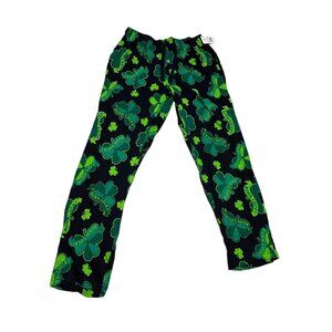 Bioworld Mens St Patricks Lounge Pants Born lucky Shamrock Green Size M